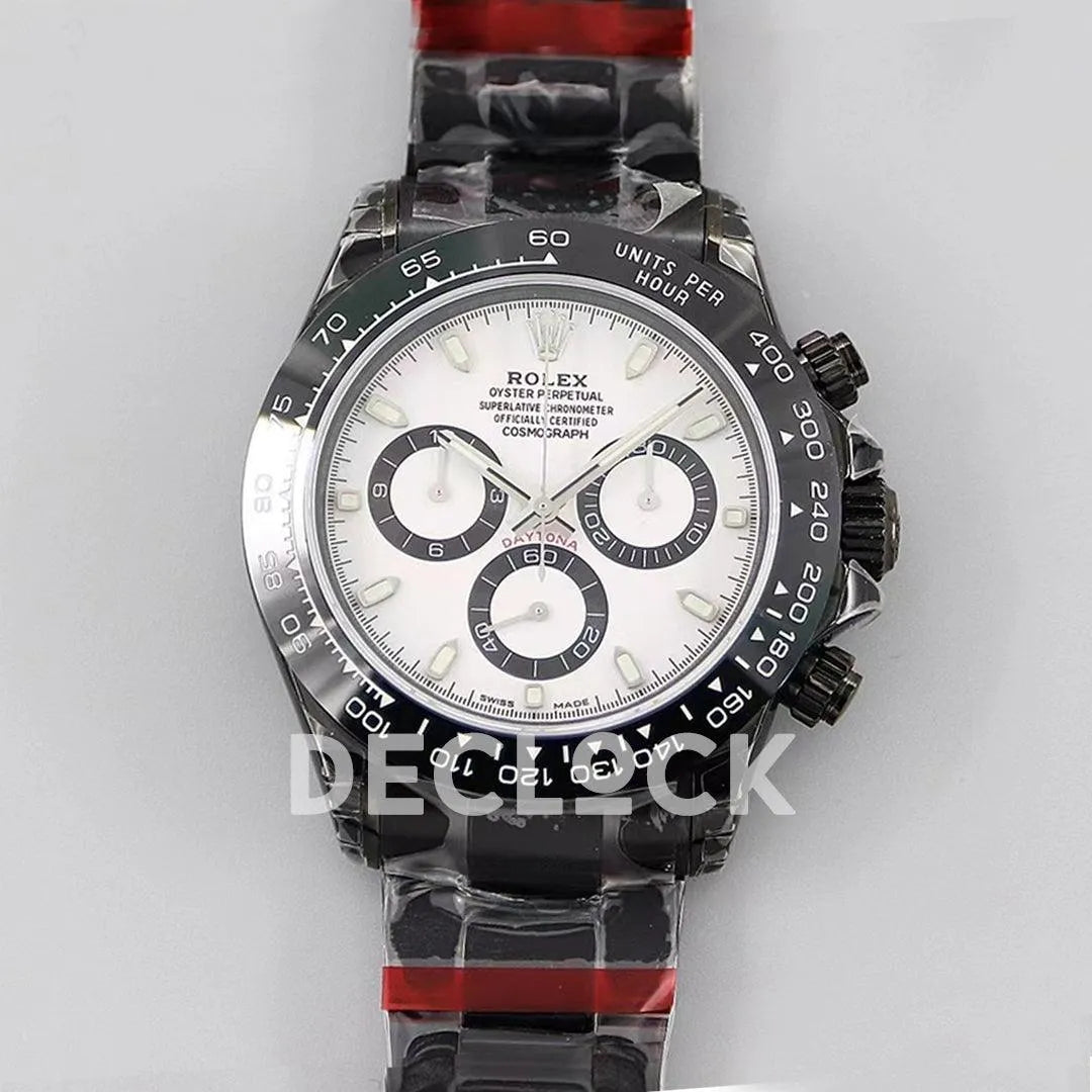 Replica Rolex Daytona Blaken Black DLC Ceramic Bezel in White Dial