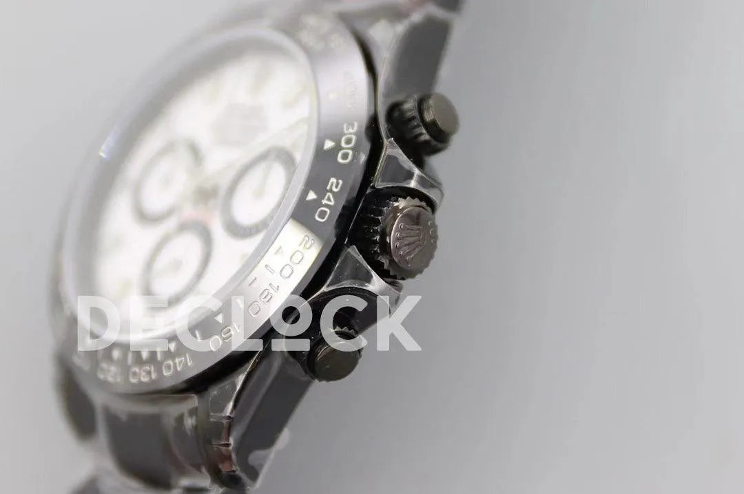 Replica Rolex Daytona Blaken Black DLC Ceramic Bezel in White Dial