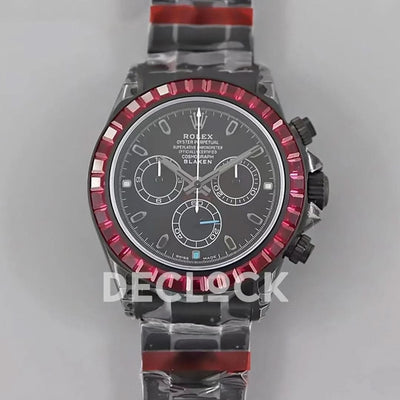 Replica Rolex Daytona Blaken Purple Diamond Bezel in Black Dial