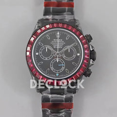 Replica Rolex Daytona Blaken Purple Diamond Bezel in Black Dial