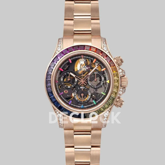 Replica Rolex Daytona Blaken Skeleton Dial in Everose Gold | Declock.