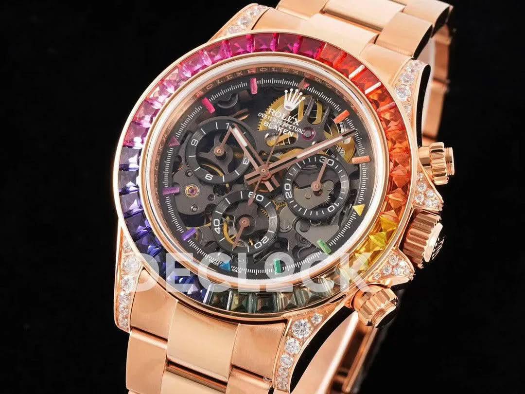 Replica Rolex Daytona Blaken Skeleton Dial in Everose Gold |  Declock.