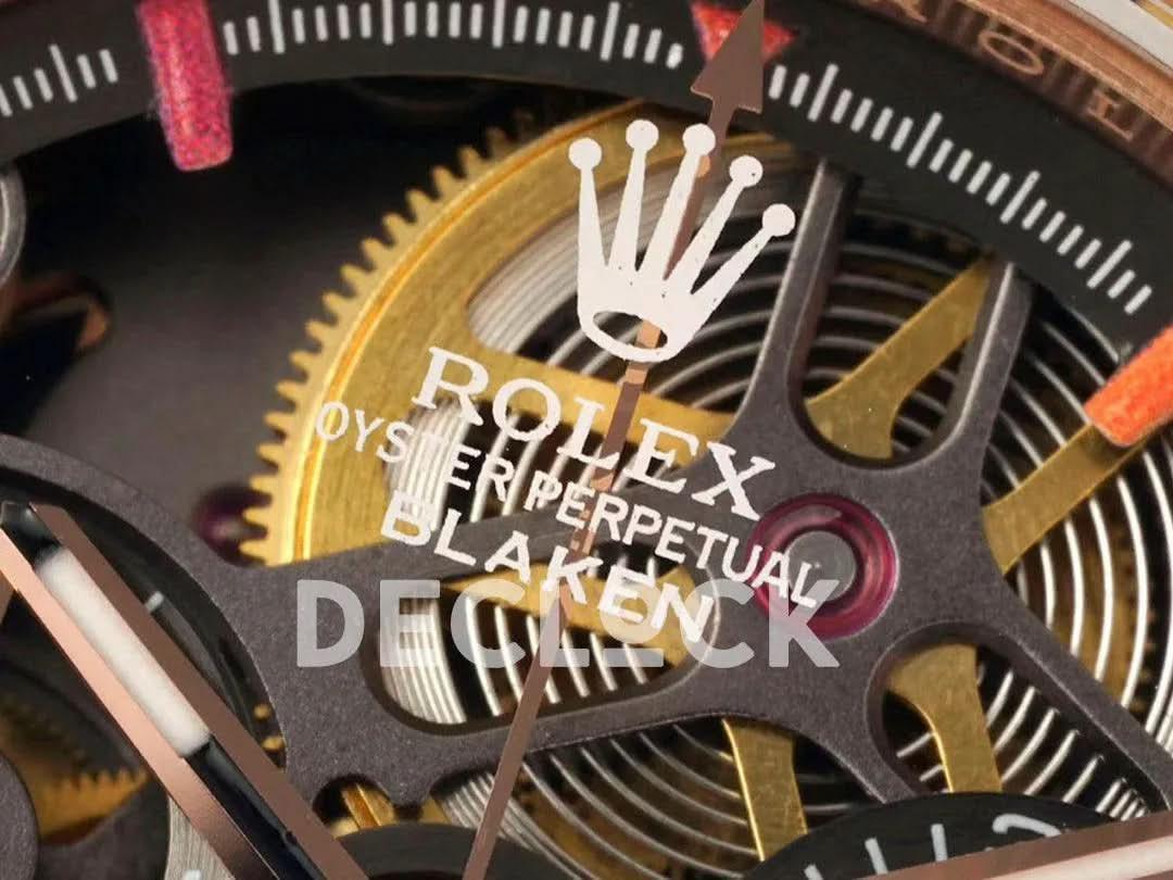 Replica Rolex Daytona Blaken Skeleton Dial in Everose Gold |  Declock.