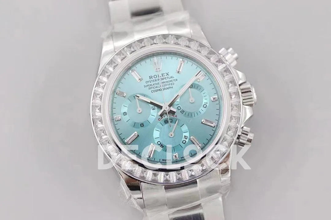 Replica Rolex Daytona Diamond Bezel in Ice Blue Dial