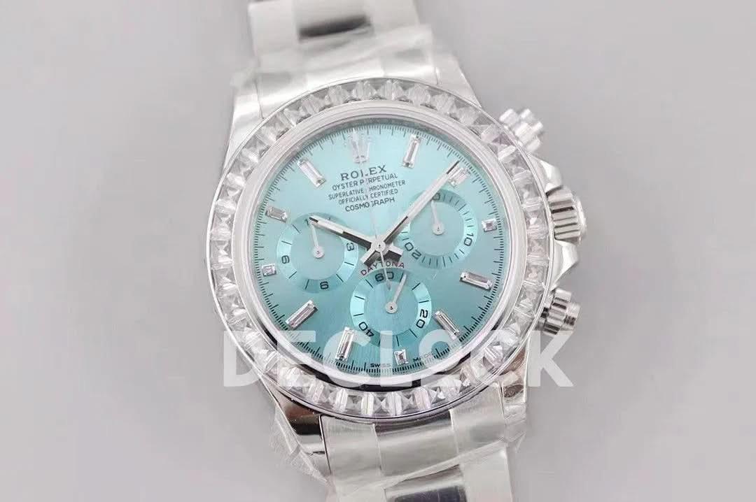 Replica Rolex Daytona Diamond Bezel in Ice Blue Dial |  Declock.