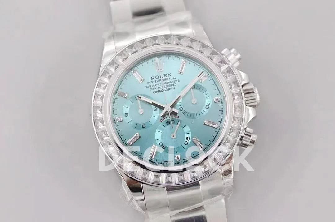 Replica Rolex Daytona Diamond Bezel in Ice Blue Dial