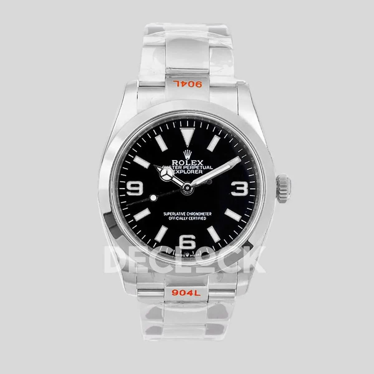 Replica Rolex Explorer I 36mm 1242703 Black Dial in Steel |  Declock.