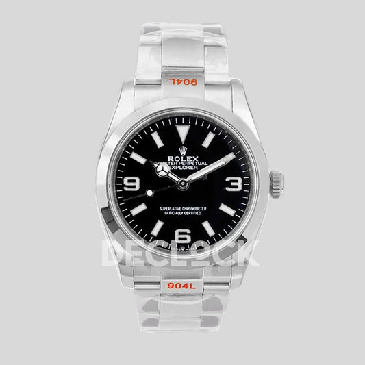 Replica Rolex Explorer I 36mm 1242703 Black Dial in Steel |  Declock.