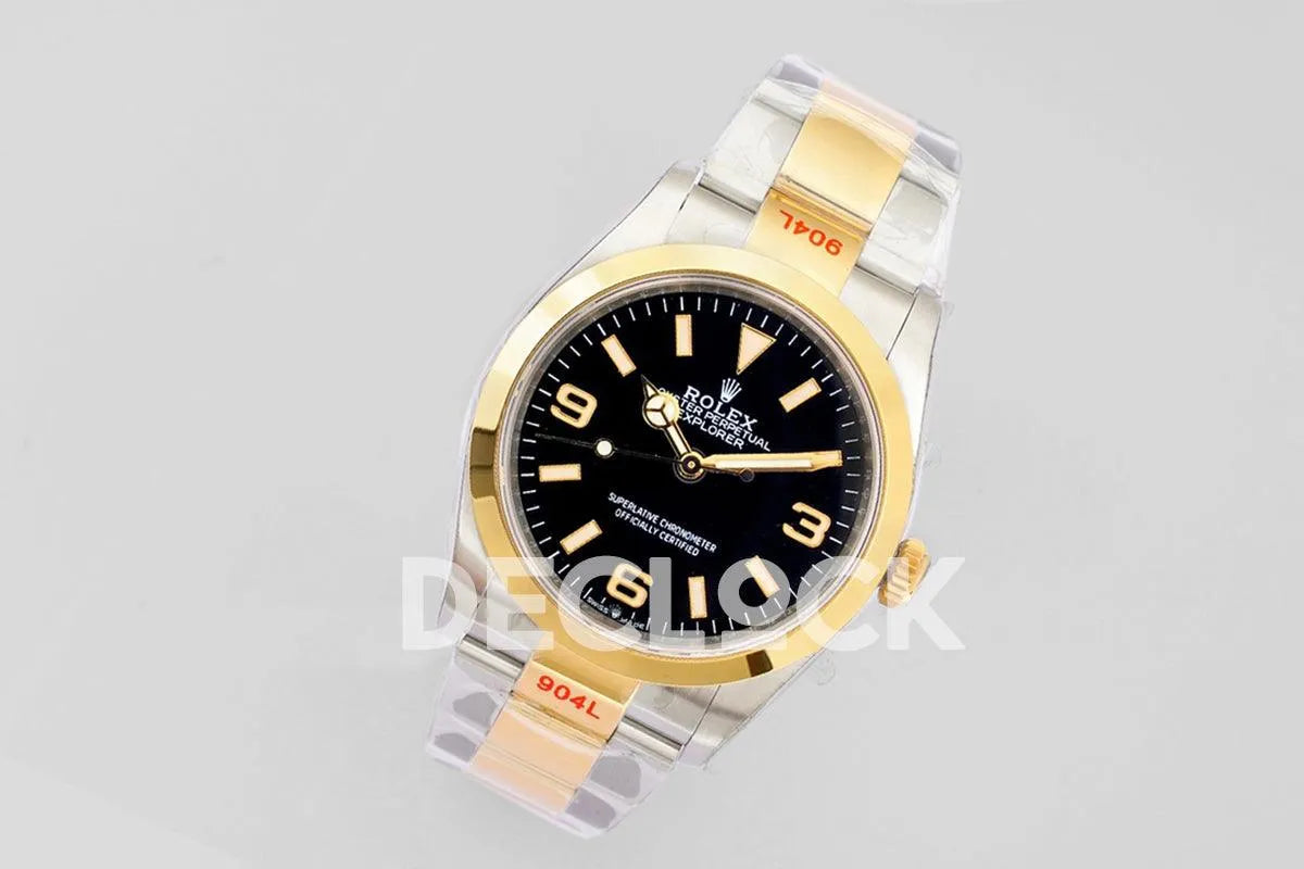 Replica Rolex Explorer I 36mm 1242703 Black Dial in Steel/Yellow Gold