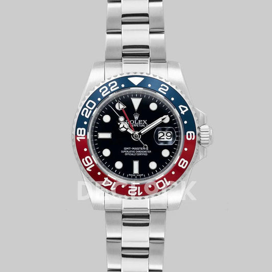 Replica Rolex GMT Master II 116710 BLRO "Pepsi" in Black Dial |  Declock.