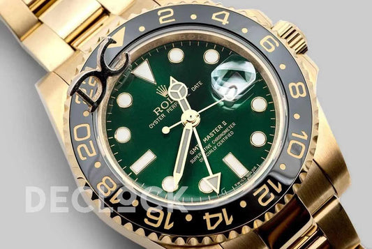 Replica Rolex GMT Master II 116718GSO in Yellow Gold |  Declock.