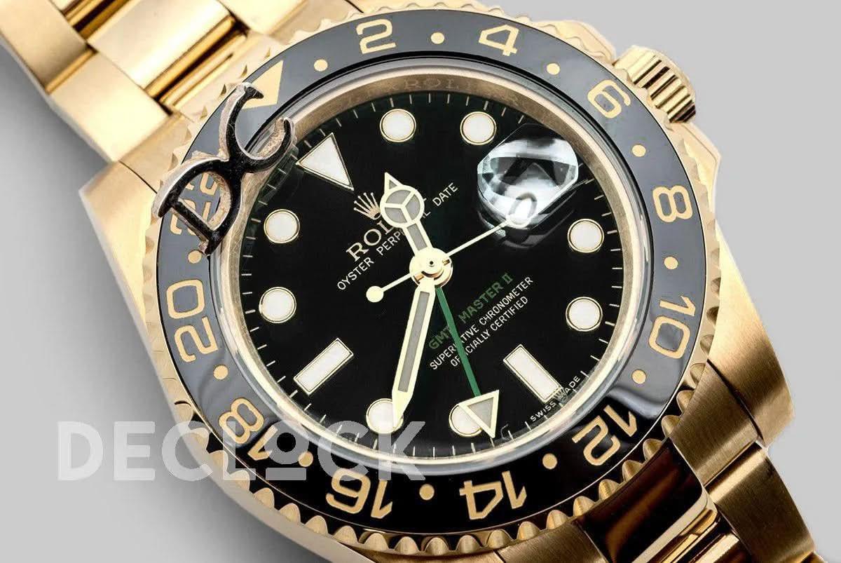 Replica Rolex GMT Master II 116718LN in Yellow Gold |  Declock.