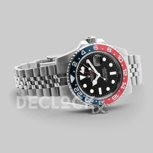 Replica Rolex GMT Master II 126710 BLRO "Pepsi" Black Dial in Jubilee |  Declock.
