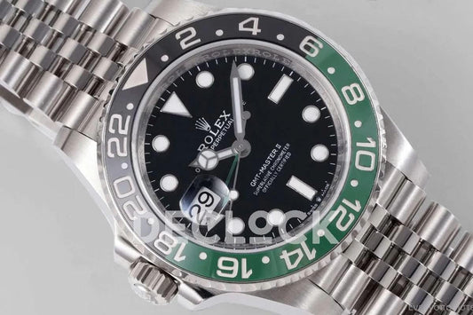 Replica Rolex GMT Master II 126710 "Sprite" Black Dial in Jubilee |  Declock.