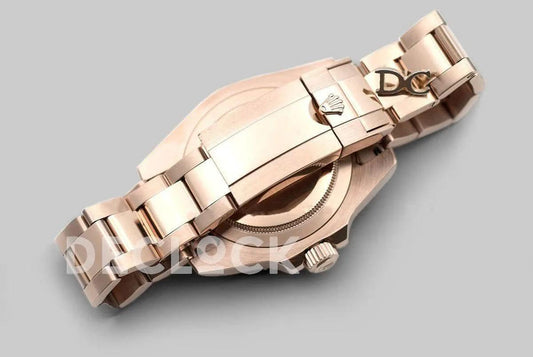 Replica Rolex GMT Master II in Rose Gold on Bracelet |  Declock.