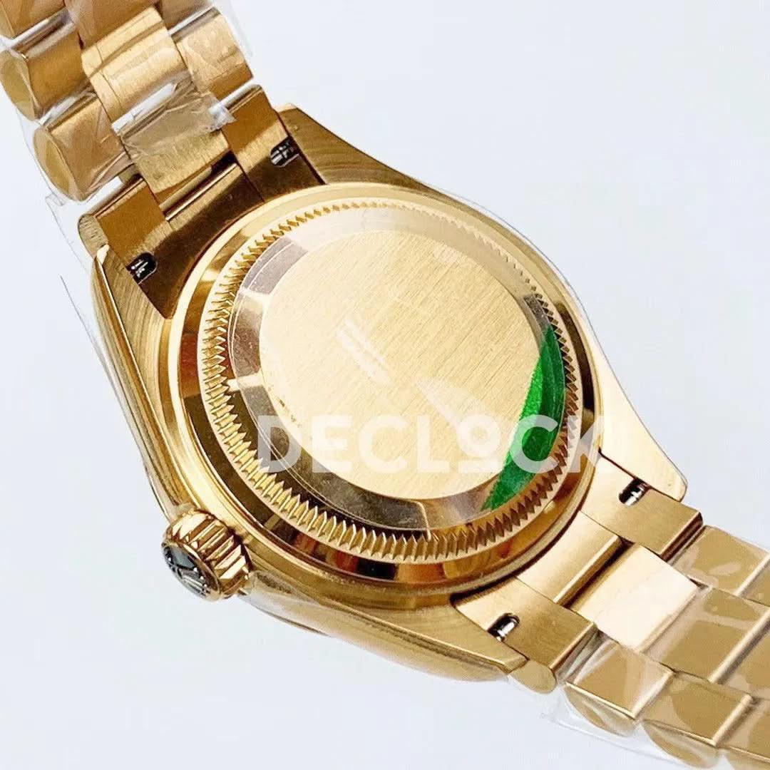 Replica Rolex Ladies Datejust 28 279178 Gold in Presidnet Bracelet with Stick Markers |  Declock.