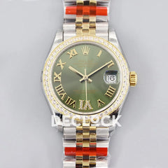 Replica Rolex Ladies Datejust 31 278271 Green Dial in Yellow Gold with Roman Markers