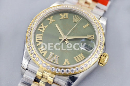 Replica Rolex Ladies Datejust 31 278271 Green Dial in Yellow Gold with Roman Markers |  Declock.