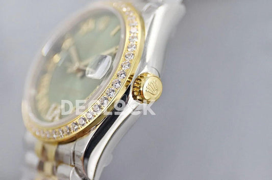 Replica Rolex Ladies Datejust 31 278271 Green Dial in Yellow Gold with Roman Markers |  Declock.