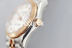 Replica Rolex Ladies Datejust 31 278271 White Dial in Everose Gold with Diamond Markers