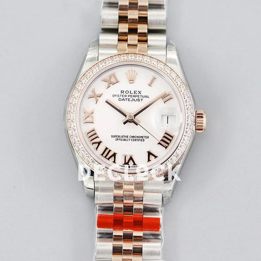 Replica Rolex Ladies Datejust 31 278271R White Dial in Everose Gold with Roman Markers | Declock.