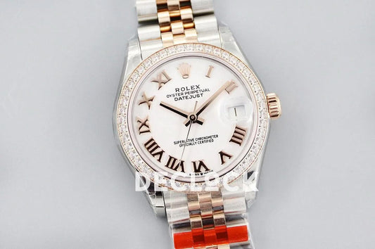 Replica Rolex Ladies Datejust 31 278271R White Dial in Everose Gold with Roman Markers | Declock.
