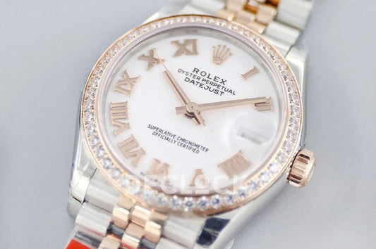 Replica Rolex Ladies Datejust 31 278271R White Dial in Everose Gold with Roman Markers |  Declock.