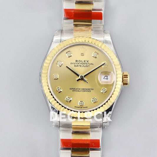 Replica Rolex Ladies Datejust 31 278273 God Dial in Yellow Gold with Diamond Markers |  Declock.