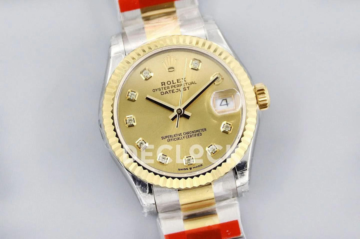 Replica Rolex Ladies Datejust 31 278273 God Dial in Yellow Gold with Diamond Markers |  Declock.
