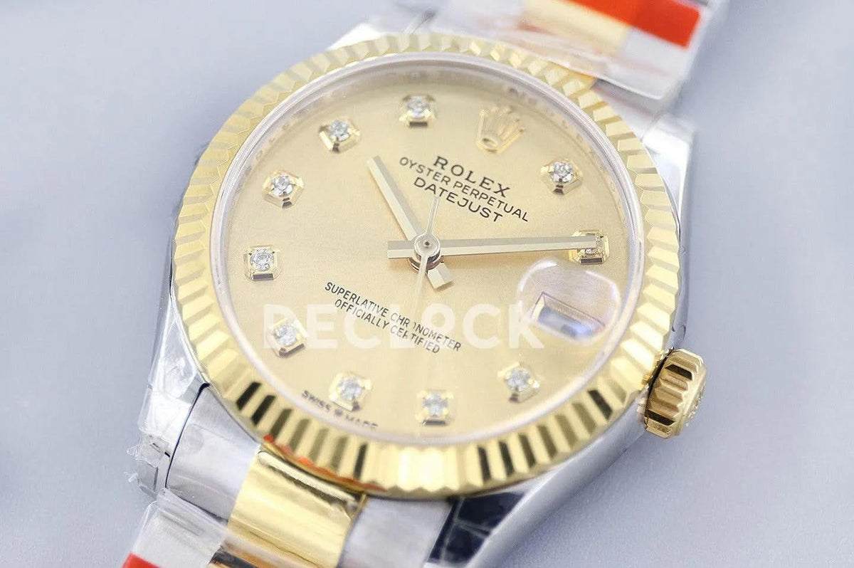 Replica Rolex Ladies Datejust 31 278273 God Dial in Yellow Gold with Diamond Markers |  Declock.