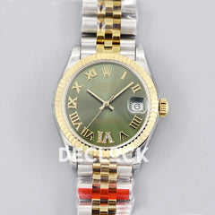 Replica Rolex Ladies Datejust 31 278273 Green Dial in Yellow Gold with Roman Markers