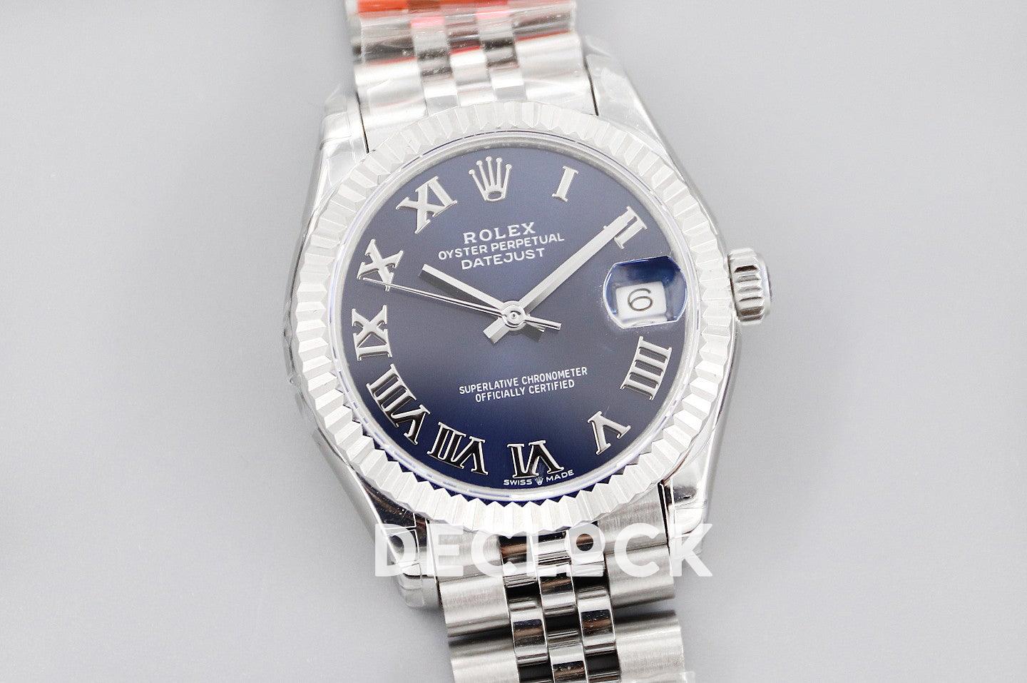 Replica Rolex Ladies Datejust 31 278384 Blue Dial in White Gold with Roman Markers - Replica Watches