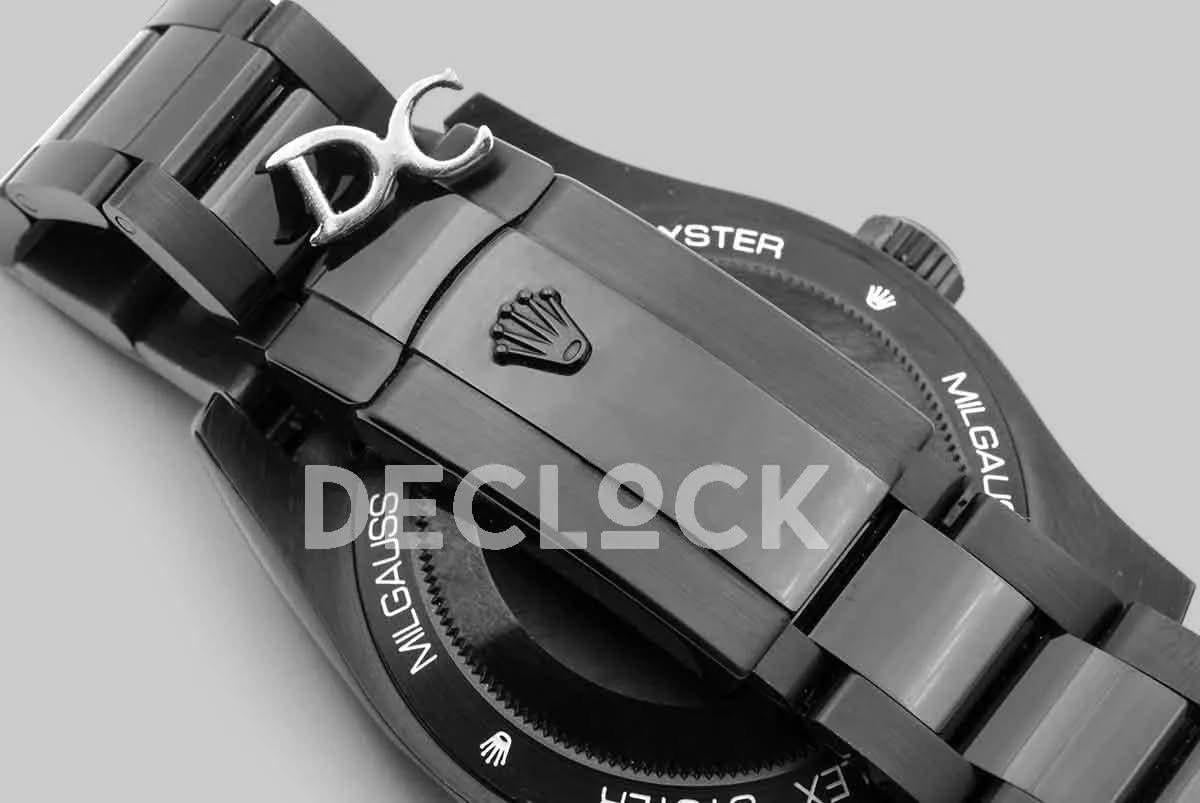 Replica Rolex Milgauss 116400 GV Black Dial in Black DLC |  Declock.