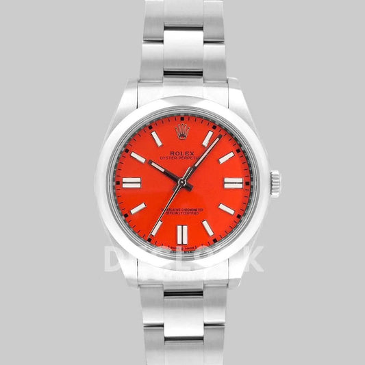Replica Rolex Oyster Perpetual 36/41 114300 Coral Red Dial |  Declock.