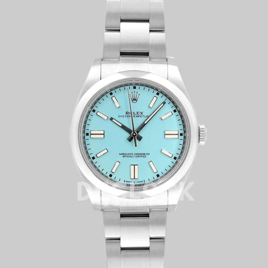 Replica Rolex Oyster Perpetual 36/41 114300 Turquoise Blue Dial |  Declock.