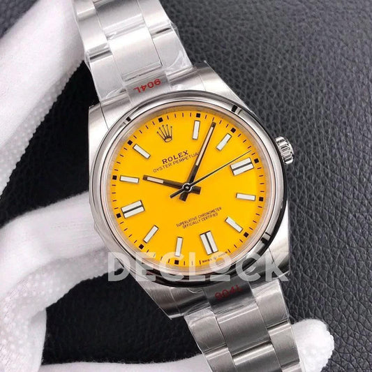 Replica Rolex Oyster Perpetual 36/41 114300 Yellow Dial | Declock.