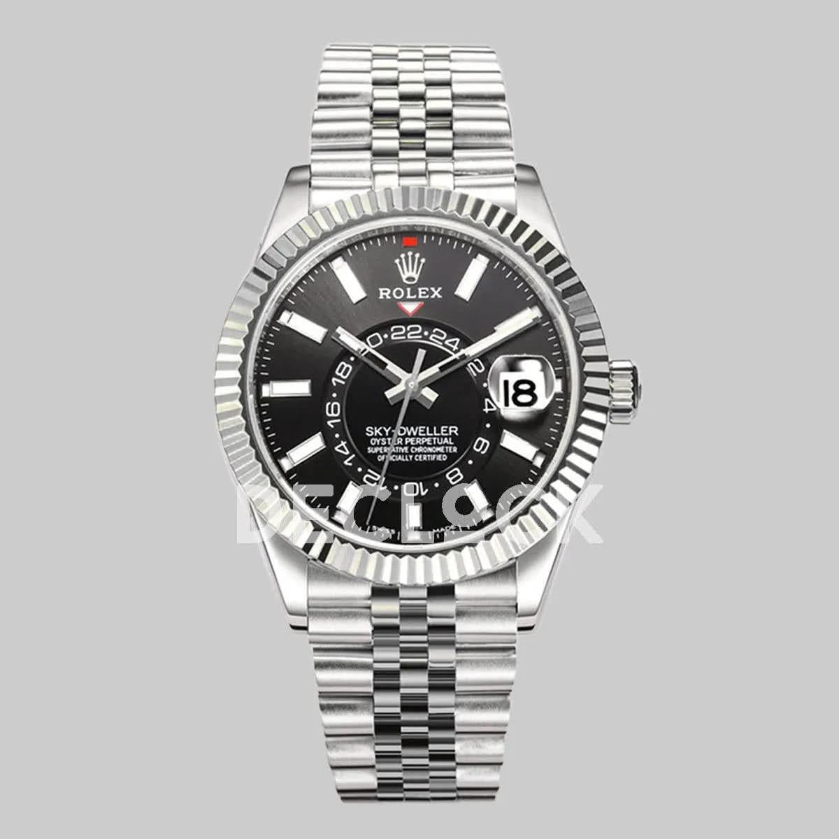 Replica Rolex Sky Dweller Steel in Black Dial on Jubilee Bracelet |  Declock.