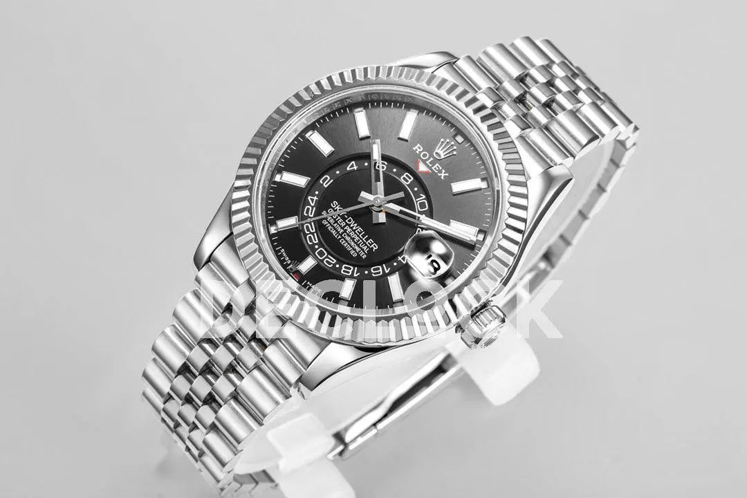 Replica Rolex Sky Dweller Steel in Black Dial on Jubilee Bracelet