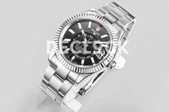 Replica Rolex Sky Dweller Steel in Black Dial on Oyster Bracelet