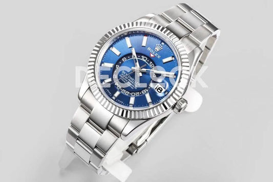 Replica Rolex Sky Dweller Steel in Blue Dial on Oyster Bracelet | Declock.