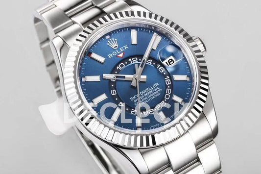 Replica Rolex Sky Dweller Steel in Blue Dial on Oyster Bracelet | Declock.