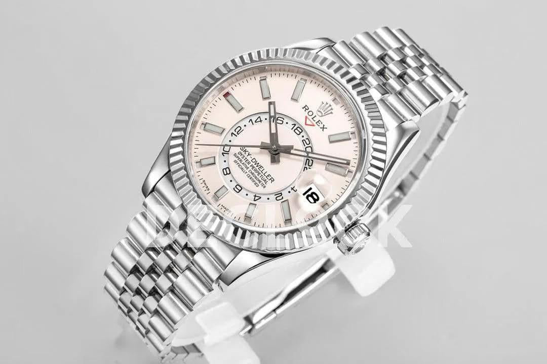 Replica Rolex Sky Dweller Steel in White Dial on Jubilee Bracelet |  Declock.