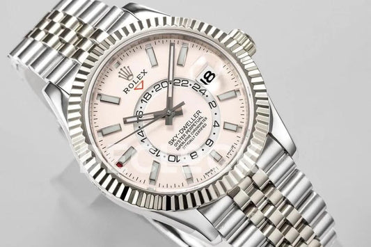 Replica Rolex Sky Dweller Steel in White Dial on Jubilee Bracelet |  Declock.