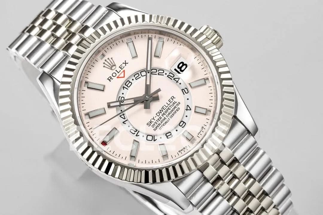 Replica Rolex Sky Dweller Steel in White Dial on Jubilee Bracelet