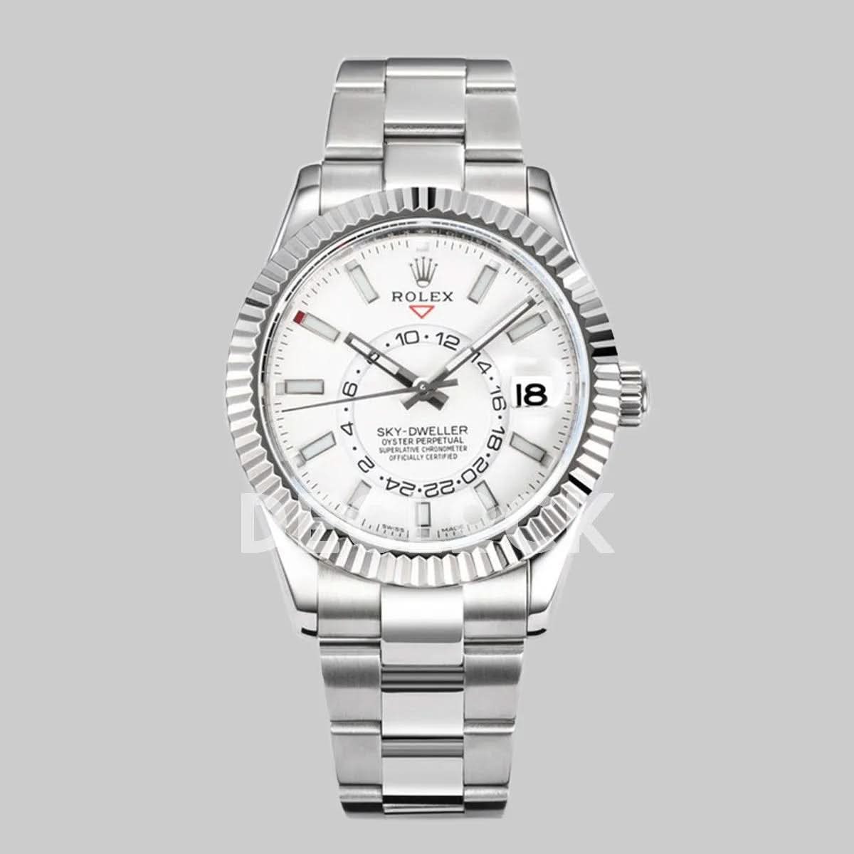 Replica Rolex Sky Dweller Steel in White Dial on Oyster Bracelet