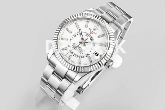 Replica Rolex Sky Dweller Steel in White Dial on Oyster Bracelet | Declock.