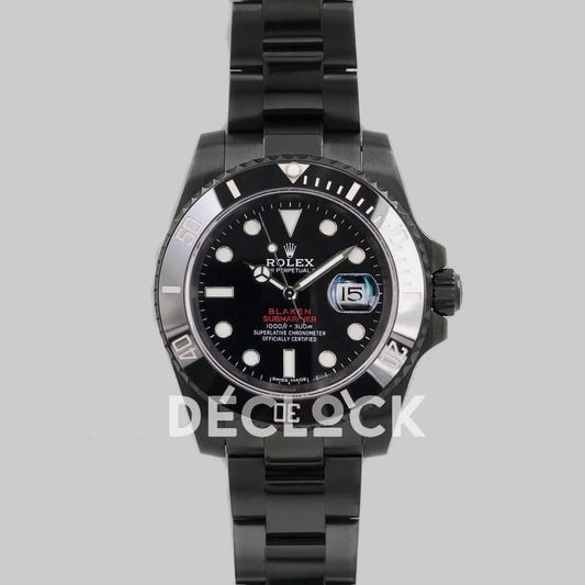 Replica Rolex Submariner 116610 Black Dial in DLC Blaken Red | Declock.
