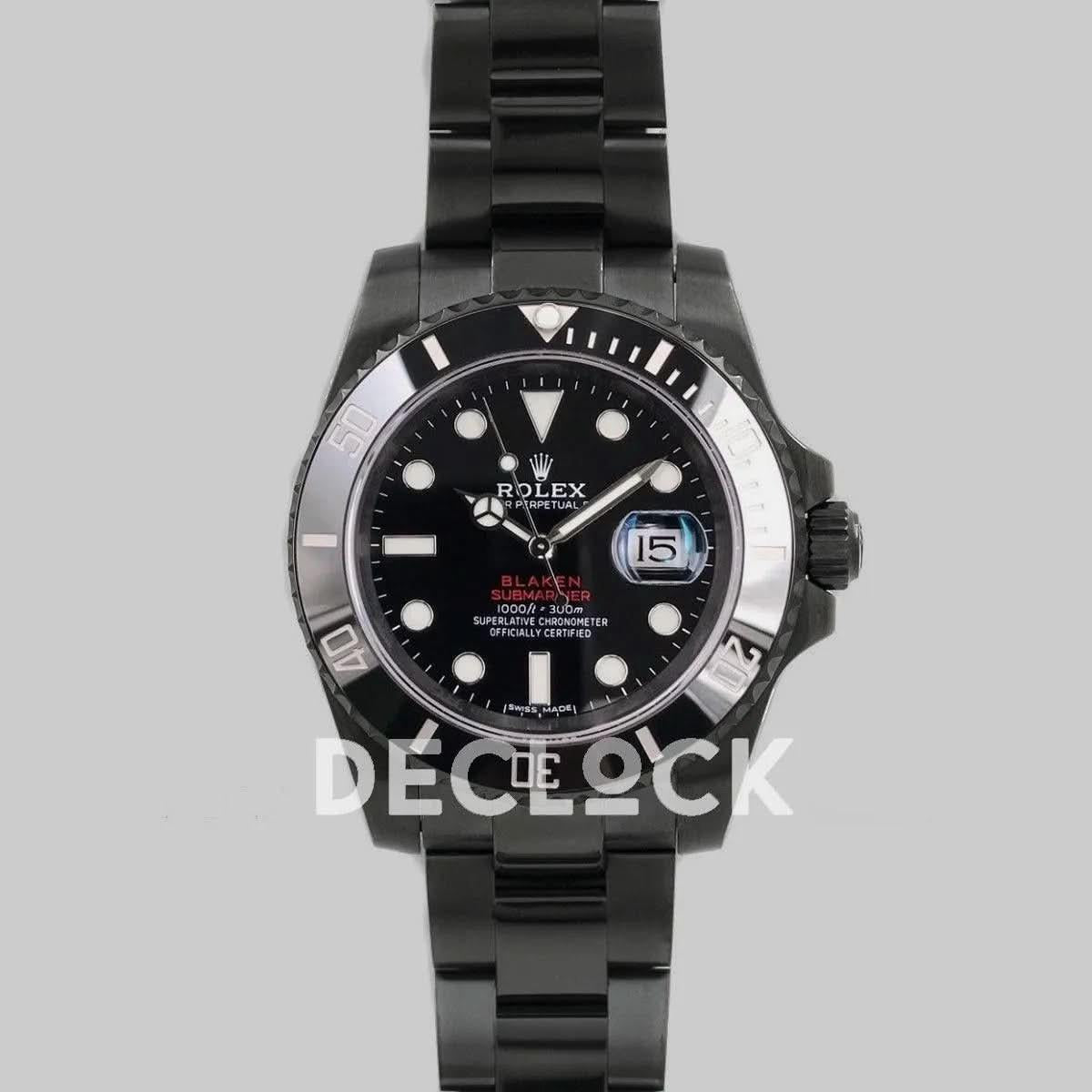 Replica Rolex Submariner 116610 Black Dial in DLC Blaken Red |  Declock.
