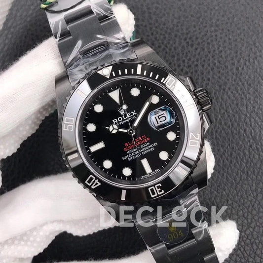 Replica Rolex Submariner 116610 Black Dial in DLC Blaken Red |  Declock.