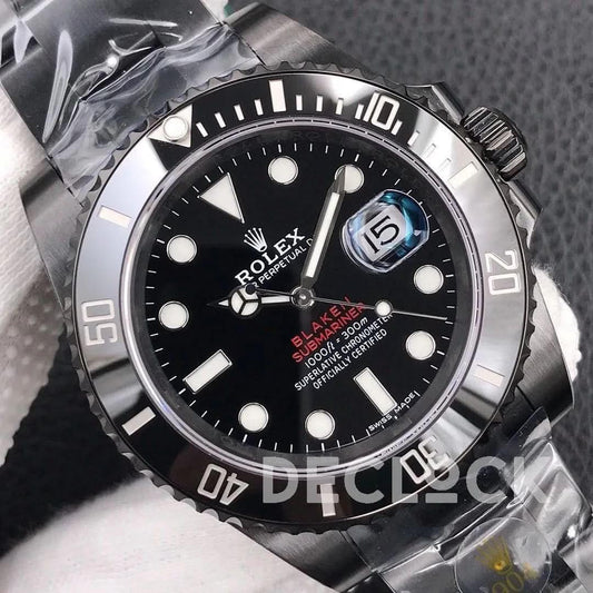 Replica Rolex Submariner 116610 Black Dial in DLC Blaken Red |  Declock.